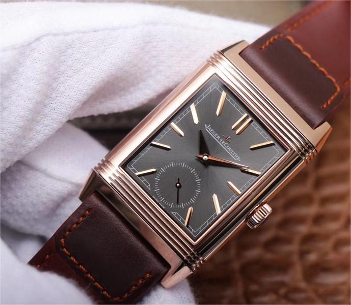 JAEGER LECOULTRE REVERSO TRIBUTE DOUBLE-SIDED DOUBLE TIME ZONE FLIP MG FACTORY ROSE GOLD BLACK DIAL