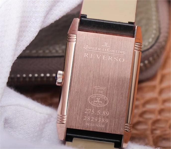 JAEGER LECOULTRE REVERSO TRIBUTE DOUBLE-SIDED DOUBLE TIME ZONE FLIP MG FACTORY ROSE GOLD BLACK DIAL