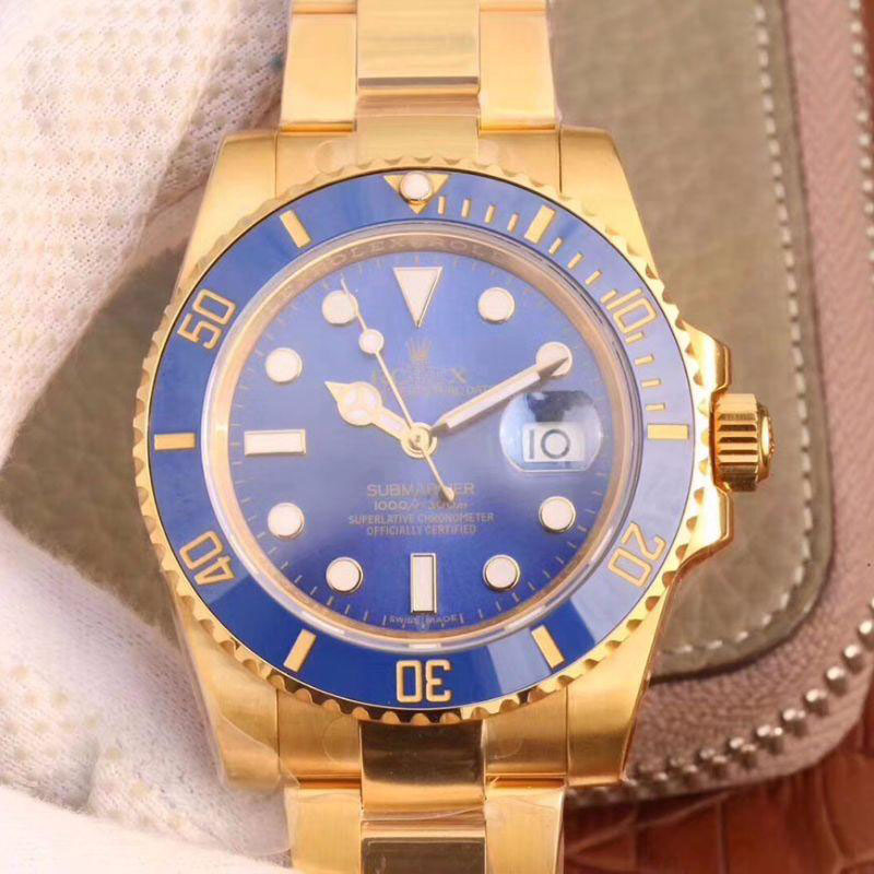 ROLEX SUBMARINER DATE 116618LB VR FACTORY 18K YELLOW GOLD WRAPPED BLUE DIAL