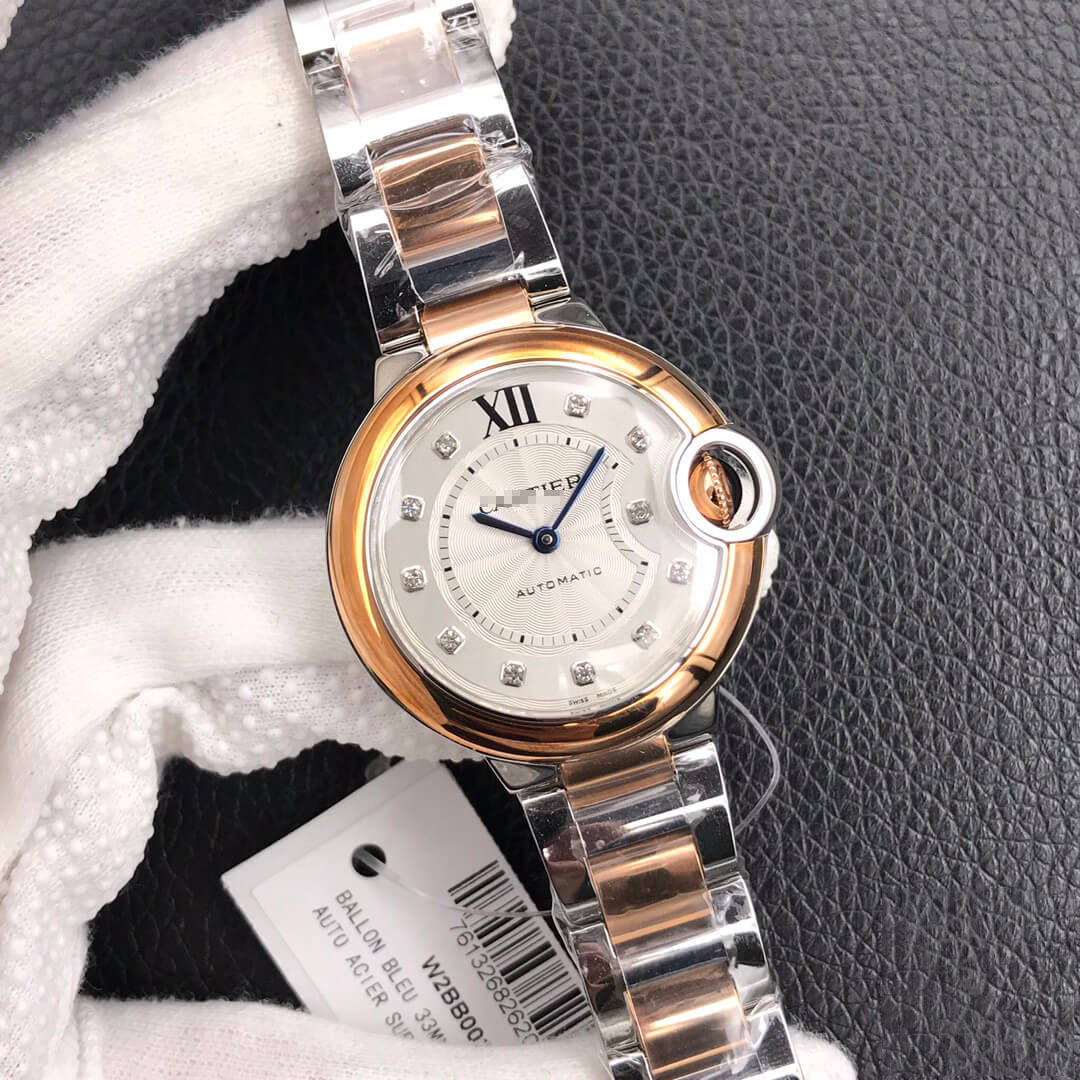  CARTIER BALLON BLEU DE 28MM V6 FACTORY STAINLESS STEEL BEZEL